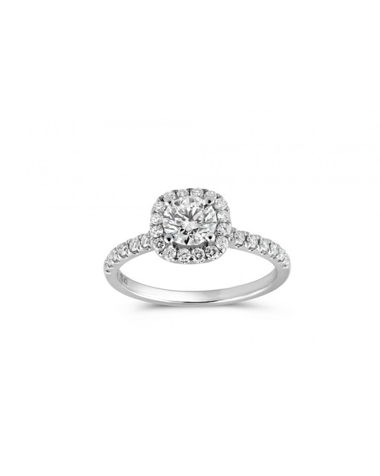 Halo Engagement Ring with 0.44ct GIA certified diamond in 18k white gold
