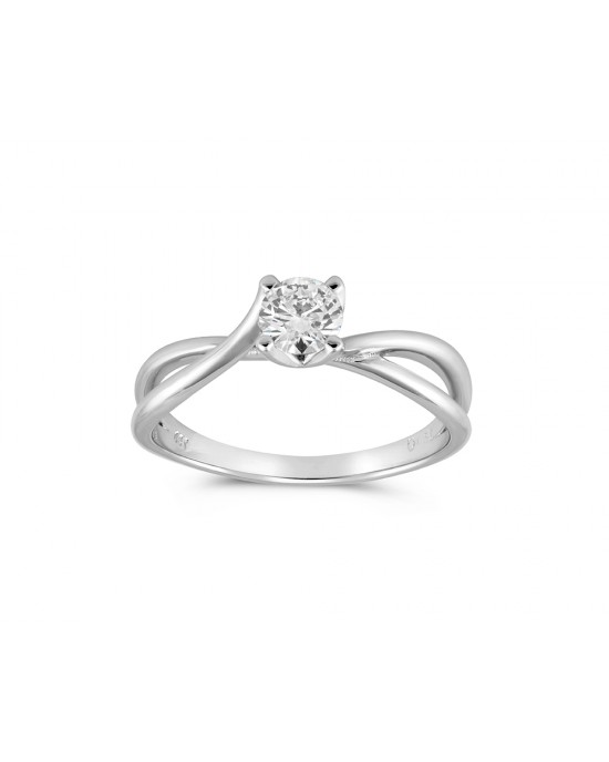 Infinity diamond engagement ring in 18k white gold 0.30ct, GIA Certified