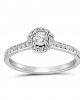 Diamond Halo Engagement Ring in 18k White Gold 0.16ct & 0.18ct