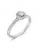 Diamond Halo Engagement Ring in 18k White Gold 0.16ct & 0.18ct