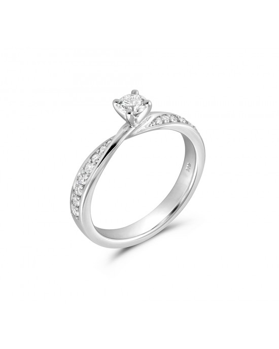 Mobius Engagement Ring in with diamond 0.21 & 0.20ct in 18k White Gold
