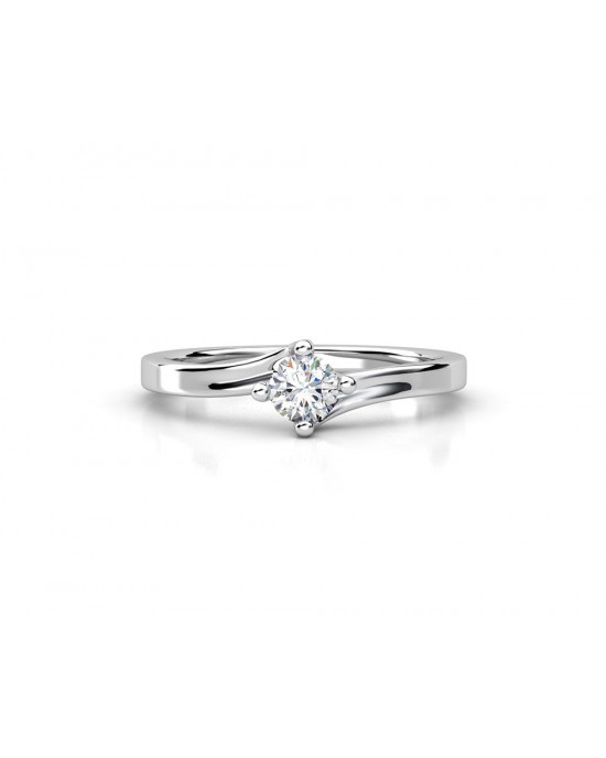 Swirl engagement ring with 0.24ct diamond in 18k white gold