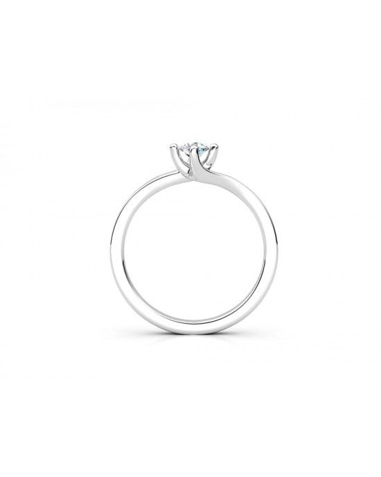 Mονόπετρο δαχτυλίδι φλόγα με διαμάντι μπριγιάν 0.24ct από λευκόχρυσο Κ18