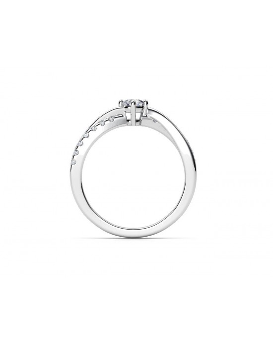 Mονόπετρο δαχτυλίδι άπειρο με διαμάντι μπριγιάν 0.17ct και πέτρες στο πλάι από λευκόχρυσο Κ18