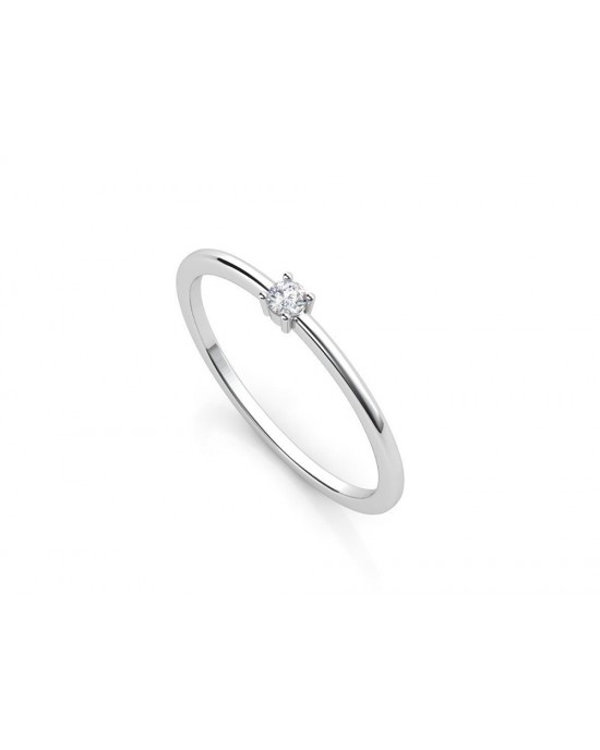 Mονόπετρο δαχτυλίδι με διαμάντι μπριγιάν 0.05ct από λευκόχρυσο Κ18