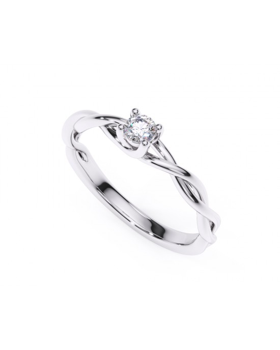 Mονόπετρο δαχτυλίδι άπειρο με διαμάντι από λευκόχρυσο Κ18