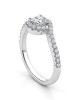 Swirl engagement ring with 0.50ct GIA certified diamond and side stones in 18k white gold