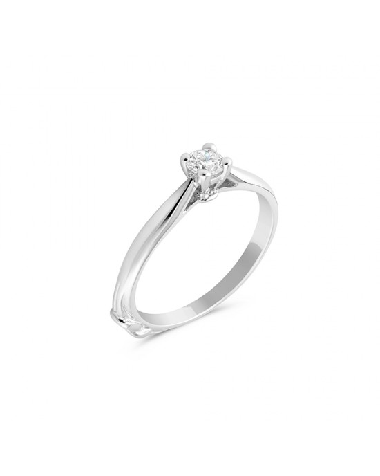 Μονόπετρο δαχτυλίδι με κόμπο του Ηρακλέους από λευκόχρυσο Κ18 με διαμάντι μπριγιάν 0.18ct και πιστοποίηση GIA