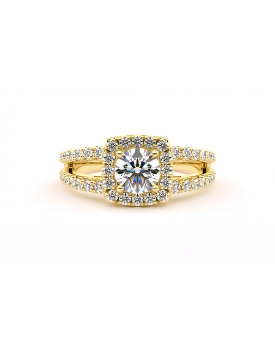 Halo Engagement Ring with 0.50ct GIA certified diamond in 18k gold