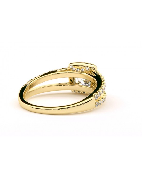 Μονόπετρο δαχτυλίδι halo χρυσό Κ18 με κεντρικό διαμάντι 0.50ct πιστοποιημένο από το GIA