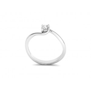 Mονόπετρο δαχτυλίδι φλόγα με διαμάντι από λευκόχρυσο Κ18 και πιστοποιητικό GSS