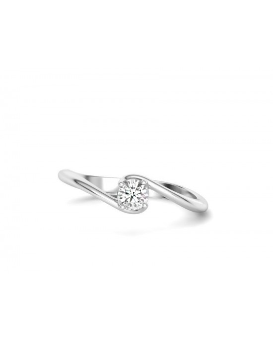 Swirl engagement ring with 0.24ct diamond in 18k white gold GSS certified