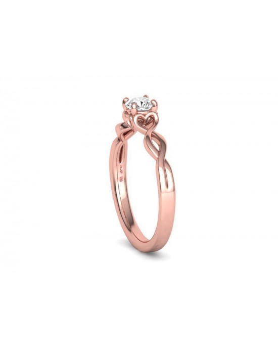 Solitaire engagement ring in 18k rose gold 0.40ct diamond infinity GIA Certified