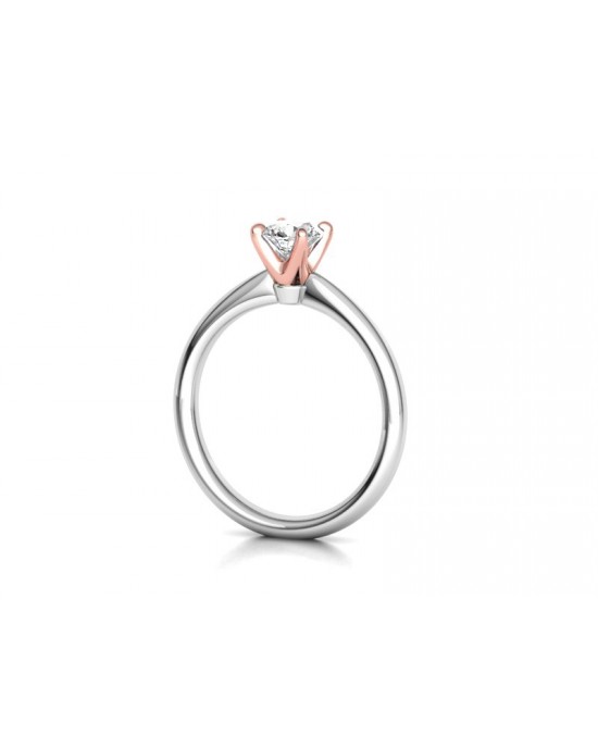 Two-toned engagement ring with 0.40ct diamond in 18k white gold and rose gold GIA Certified