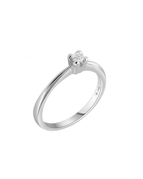 Solitaire diamond engagement ring 0,07ct in 18k white gold 