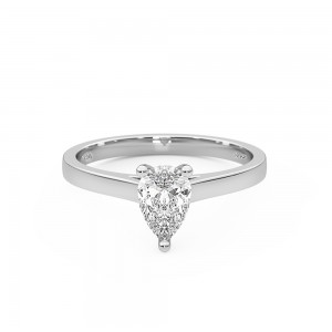 Solitaire engagement ring with 0.63ct pear brilliant cut in 18k white gold