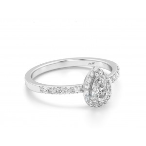 Μονόπετρο δαχτυλίδι halo με διαμάντι pear 0.30ct από λευκόχρυσο Κ18 με πιστοποιητικό GIA Μονόπετρο δαχτυλίδι halo με διαμάντι pear 0.30ct από λευκόχρυσο Κ18 με πιστοποιητικό GIA
