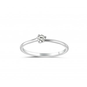 Solitaire swirl engagement ring in 18k white gold and 0.07ct diamond