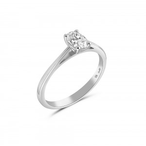 Μονόπετρο δαχτυλίδι με διαμάντι oval 0.35ct από λευκόχρυσο Κ18 με πιστοποιητικό GIA