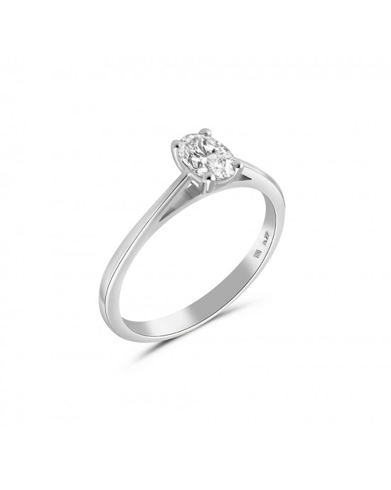 Μονόπετρο δαχτυλίδι με διαμάντι oval 0.35ct από λευκόχρυσο Κ18 με πιστοποιητικό GIA