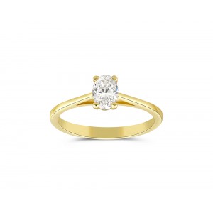 Solitaire engagement ring with 0.35ct oval brilliant cut in 18k gold GIA Certified