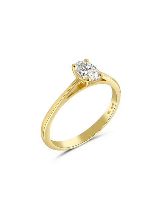 Μονόπετρο δαχτυλίδι με διαμάντι oval 0.35ct από χρυσό Κ18 με πιστοποιητικό GIA