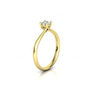 Mονόπετρο δαχτυλίδι φλόγα με διαμάντι μπριγιάν 0.30ct από χρυσό Κ18 με πιστοποιητικό GIA