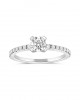 Diamond engagement ring with diamond 0.40ct and side stones in 18k white gold GIA Certified