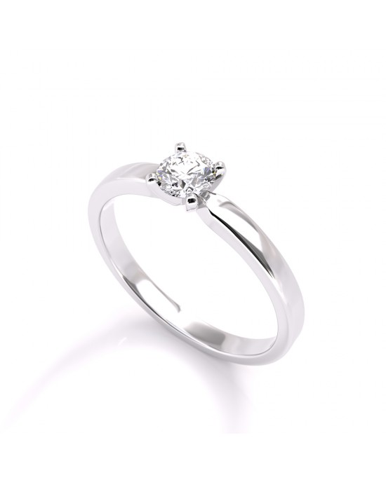 Solitaire engagement ring with diamond 0.34ct in 18k white gold GIA Certified