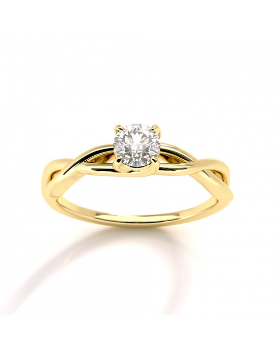 Solitaire engagement ring with diamond 0.30ct in 18k gold GIA Certified