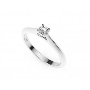 Μονόπετρo δαχτυλίδι με διαμάντι 0.14ct από λευκόχρυσο Κ18