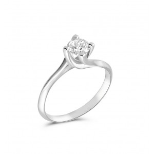 Solitaire Diamond Swirl Engagement Ring in 18k White Gold 0.42ct GIA Certified Solitaire Diamond Swirl Engagement Ring in 18k White Gold 0.42ct GIA Certified