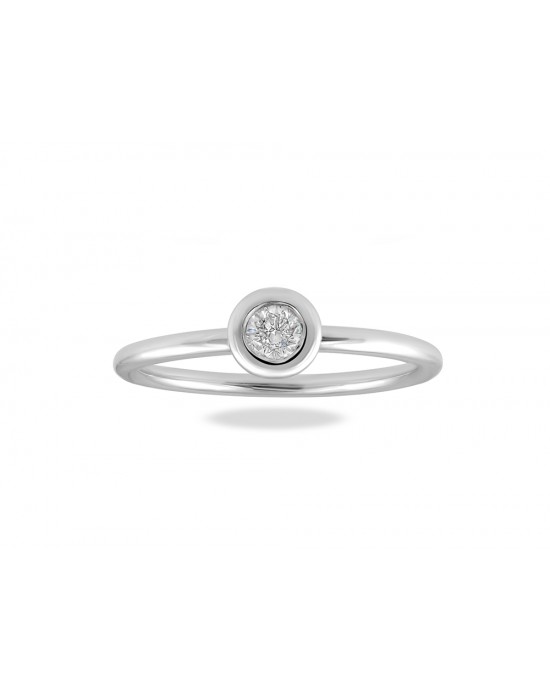 Engagement ring with diamond in 18k white gold