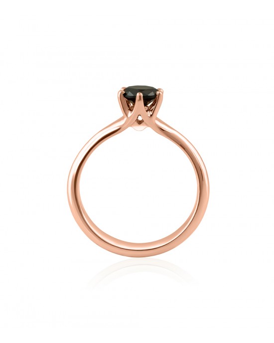 Μονόπετρο δαχτυλίδι από ροζ χρυσό Κ18 με μαύρο διαμάντι 0.47ct