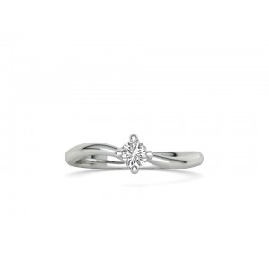 Solitaire diamond swirl engagement ring in 18k white gold 0.23ct GSS Certified