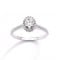 Oval-shaped 0.44ct diamond halo ring with side stones in 18k white gold, GIA Certified
