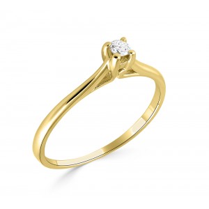 Mονόπετρο δαχτυλίδι από χρυσό Κ18 με διαμάντι μπριγιάν 0,07ct