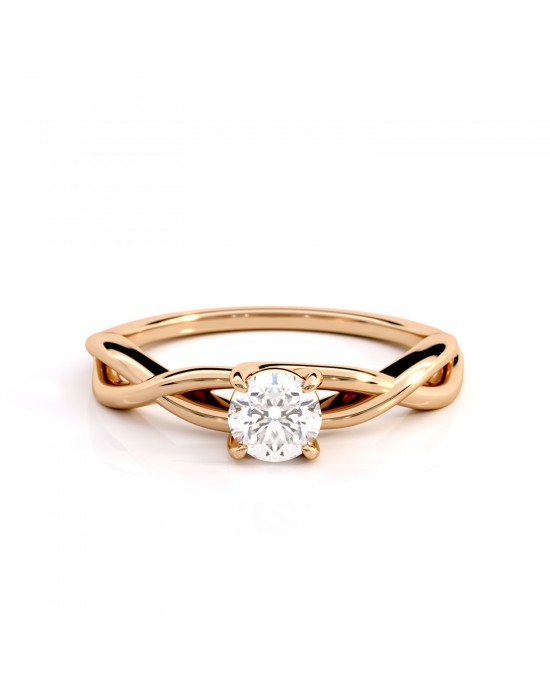 Μονόπετρο δαχτυλίδι ροζ χρυσό Κ18 με διαμάντι μπριγιάν 0.35ct άπειρο με πιστοποιητικό GIA