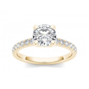Solitaire engagement ring with 1ct GIA certified diamond and side stones in 18k gold