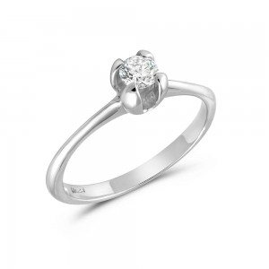 Μονόπετρο τουλίπα από χρυσό K18 με διαμάντι μπριγιάν 0.19ct