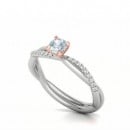 Μονόπετρο δαχτυλίδι άπειρο δίχρωμο λευκόχρυσο με ροζ χρυσό καστόνι Κ18 με διαμάντι 0.24ct και πέτρες στο πλάι