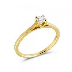 Μονόπετρο δαχτυλίδι από κίτρινο χρυσό Κ18 με διαμάντι μπριγιάν 0.14ct
