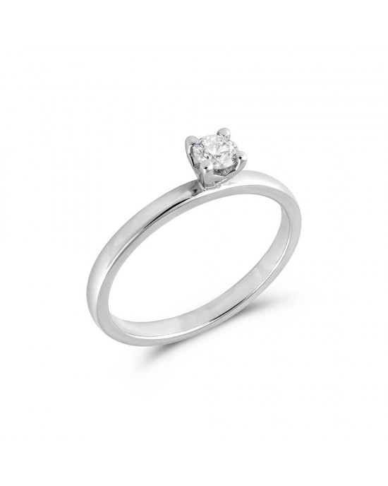 Μονόπετρο δαχτυλίδι από λευκό χρυσό Κ18 με διαμάντι 0.17ct
