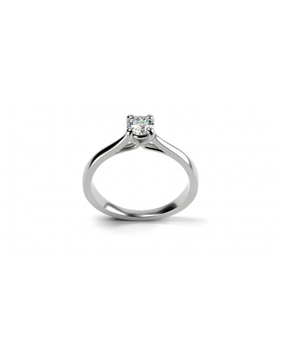 Solitaire engagement ring in with diamond 0.41ct in 18k white gold GIA Certified