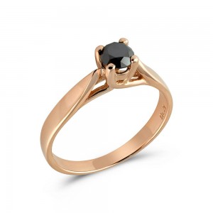 Μονόπετρο δαχτυλίδι από ροζ χρυσό Κ18 με μαύρο διαμάντι 0.40ct