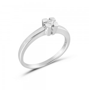 Μονόπετρο δαχτυλίδι από λευκόχρυσο Κ18 με διαμάντι 0.09ct