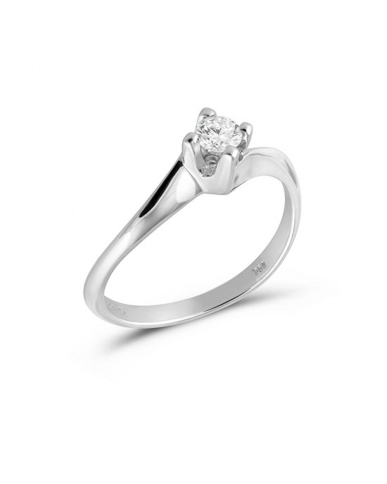 Solitaire Diamond Engagement Ring in 18k White Gold 0.11ct