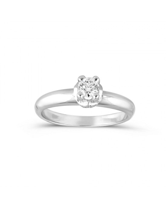 Μονόπετρο δαχτυλίδι από λευκόχρυσο Κ18 με διαμάντι 0.21ct και μπριγιάν στο πλάι 0.05ct