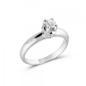 Μονόπετρο δαχτυλίδι από λευκόχρυσο Κ18 με διαμάντι 0.21ct και μπριγιάν στο πλάι 0.05ct