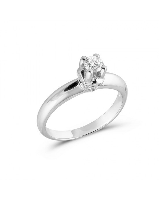 Μονόπετρο δαχτυλίδι από λευκόχρυσο Κ18 με διαμάντι 0.21ct και μπριγιάν στο πλάι 0.05ct